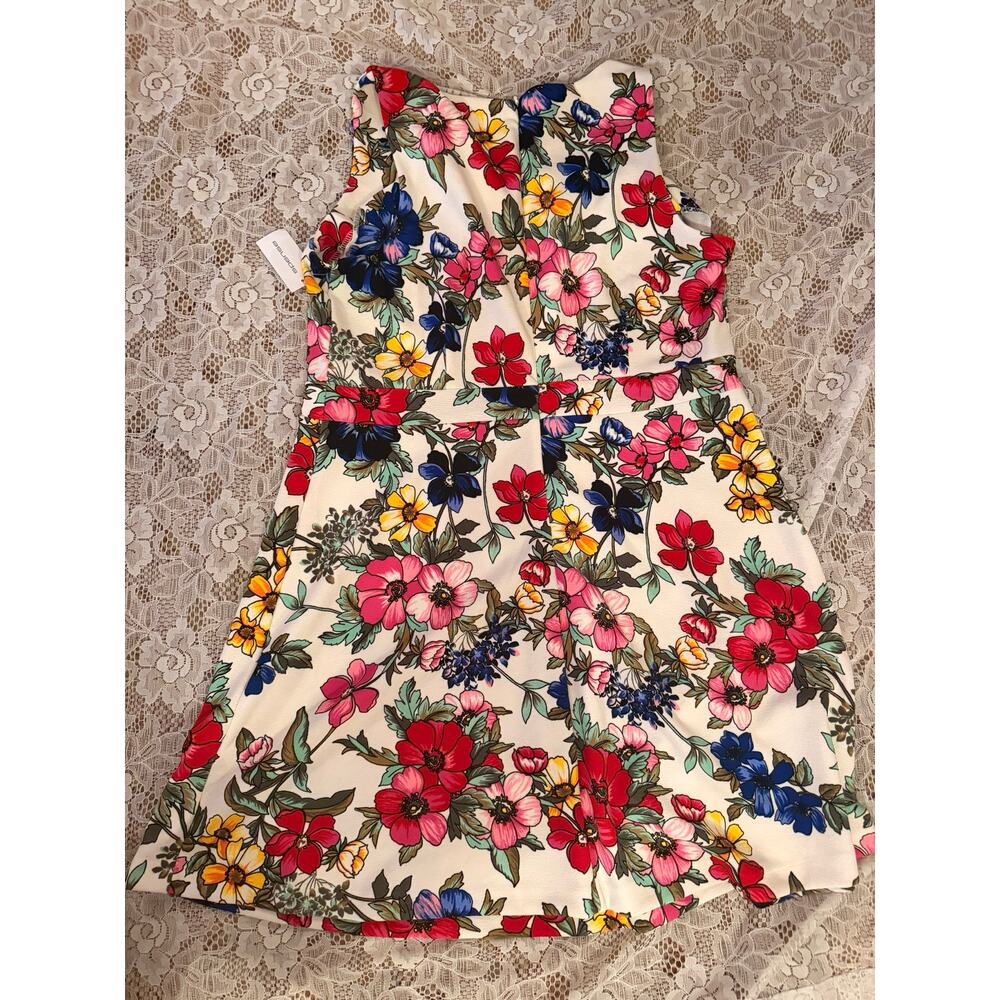 white floral sleeveless dress SPENSE XXL flare fit estretch structured bodice